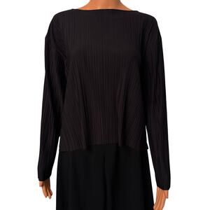 The Row All over Pleated Boxy Top Black size S Long Sleeve Designer Minimalism